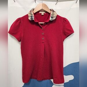Burberry Brit Puffy Sleeve Women's Polo Red Medium